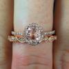 Koguxuix 18K Rose Gold Ring Set Pink Elegant Morganite CZ Crystal Gemstone Wedding Bridal Ring Set (6) view 2