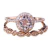 Koguxuix 18K Rose Gold Ring Set Pink Elegant Morganite CZ Crystal Gemstone Wedding Bridal Ring Set (6) view 3