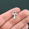 10 Ankh Charms Antique Silver Tone 2 Sided Cross Charm - Charms Pendants DIY for Necklace Bracelet Jewelry Making view 1