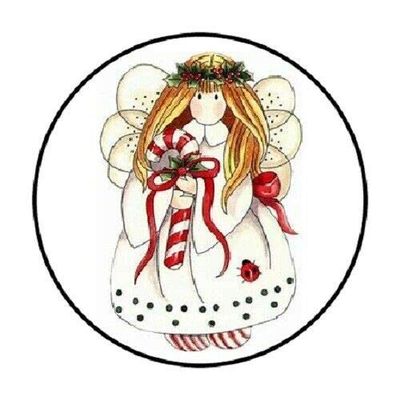 County Christmas Angel Envelope Seals Labels 48 Stickers 1.2" Round