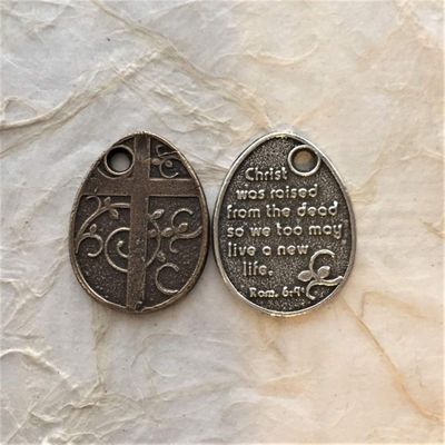 Sacred Art Jewelry #1458 Medal of Cross with Vine Resurrection 1 1/8 inches Sterling Silver