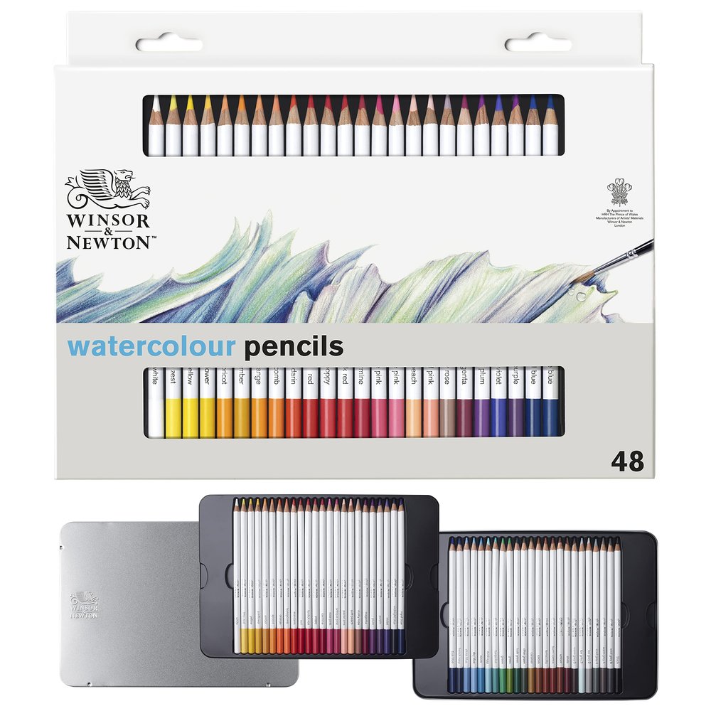 Winsor & Newton Studio Collection Artist Pencils, Watercolour Pencil Tin, 48 piece