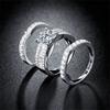 18K Rose Gold Shiny Full Diamond Ring Set AAA Square Cut Cubic Zirconia Eternity Band Rings CZ Diamond 3 Pcs Ring Set Wedding Engagement Anniversary Promise Rings Bridal Sets ST.233 (Silver, 7) view 1