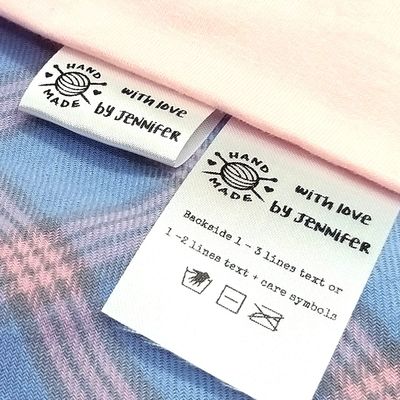 Set of 100pcs Custom sew on Clothing Labels fold Over Folding Labels Handmade Ball of Yarn Design Hanging Sewing tag Personalized Garment Handmade Business Labels