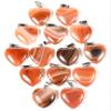 5PCS Orange Carnelian Agate Heart Shaped Pendants w/Silver Plated Eyelet Polished Natural Gemstone Crystal Mineral Decorative Specimen Beads - China view 2