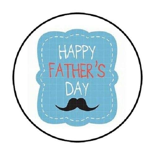 Happy Fathers Day Mustache Envelope Seals Labels 48 Stickers 1.2" Round