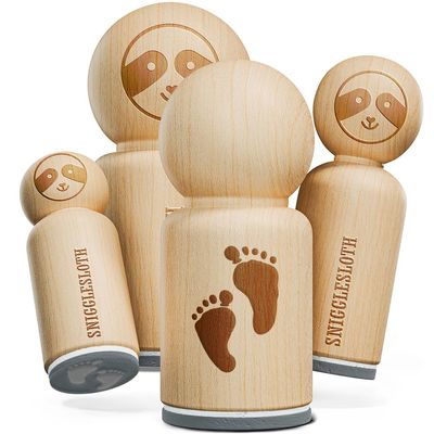 Cute Baby Footprints Silhouette Rubber Stamp for Stamping Crafting Planners - 1/2 Inch Mini
