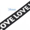 1.5'' Black "Love" Strapped Webbing Canvas Stripe Cotton Totes Belt Bag Purse Strap Dog Collar Webbing Lanyard Webbing Decoration by The Yards (3 Yards) view 2