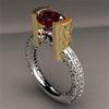 18K White/Yellow Gold Plated Two Tone Fashion Personality Creative Imitation Ruby Ring Red Gemstone Birthstone Ring Eternity Engagement Wedding Ring Promise Ring for Women ST.240 (9) view 1