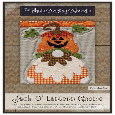 Whole Country Caboodle Jack-O-Lantern Gnome Precut Fused Applique Pack Pattern, None