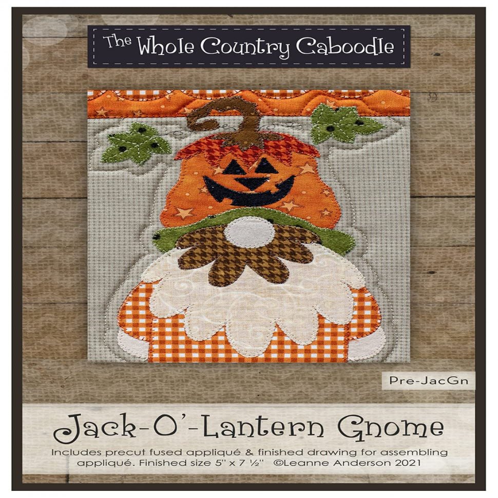 Whole Country Caboodle Jack-O-Lantern Gnome Precut Fused Applique Pack Pattern, None