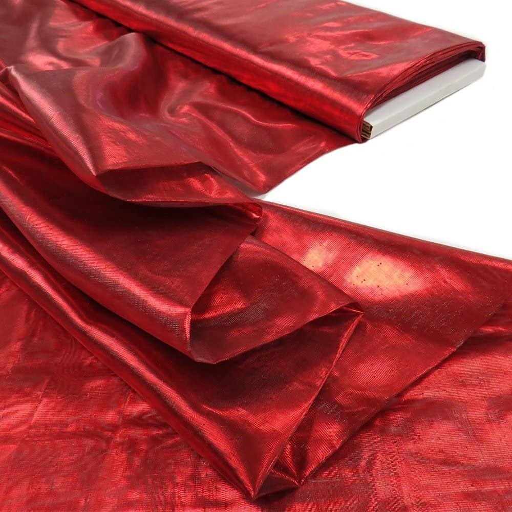 New Creations Fabric & Foam Inc, 58"-60" Inches Wide, Light Weight Metallic Tissue Lame Fabric (3 Yards, Red)