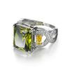 Womens Fashion 925 Sterling Silver Plated Olive Green Cubic Zirconia CZ Large Stone Ring Two Row Twist Eternity Engagement Wedding Band Ring ST.267 (Olive Green, 7) view 2