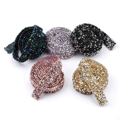 YUNSI 1yard/roll 1.5cm Fashion Rhinestone Tape Trim Resin Crystal Decoration Trimming for DIY Shoes Banding Garment Hat Shiny (Color : Black Silver)