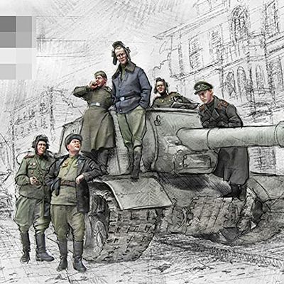 PANGCHENG 1/35 Resin Model Figure GK Soldier Russian Tank Crew, Big Set WWII Military Theme Unassembled and unpainted kit