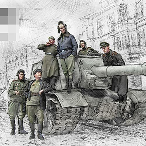 PANGCHENG 1/35 Resin Model Figure GK Soldier Russian Tank Crew, Big Set WWII Military Theme Unassembled and unpainted kit