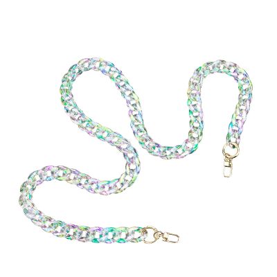 Savagrow 47.2"/120cm Acrylic Resin Chain Handles Bag Purse Detachable Decoration Chain with Buckles, Transparent Rainbow Color Multicolour