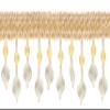 DCOPRO 1 1/2" Handcrafted Woven Scroll Header Emerald Beaded Fringe Trim (BG0058-AC) / Blonde Gold Multicolor #BA004 (Light Gold Yellow Gold) / 3 Yards (2.5m/19 ft) view 1