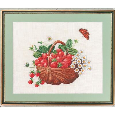 Eva Rosenstand Counted Cross Stitch kit Basket with Strawberries, 50x60cm, DIY