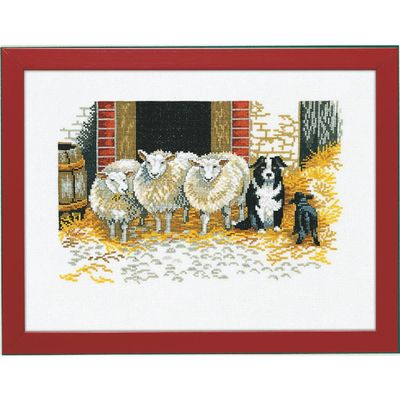Eva Rosenstand Counted Cross Stitch kit Sheep and Dog, 30x40cm, DIY