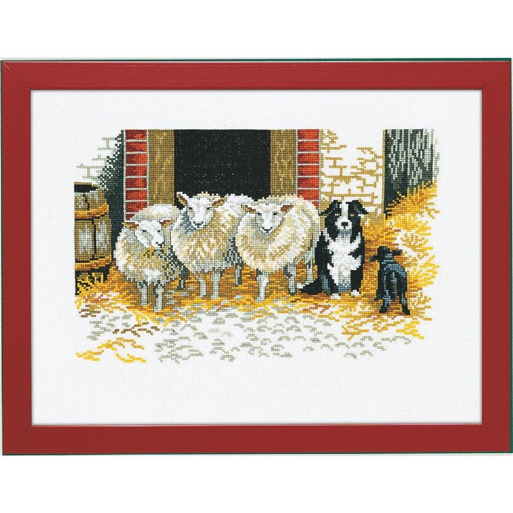 Eva Rosenstand Counted Cross Stitch kit Sheep and Dog, 30x40cm, DIY
