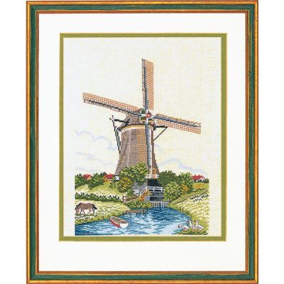 Eva Rosenstand Counted Cross Stitch kit Dutch Mill 2", 40x50cm, DIY