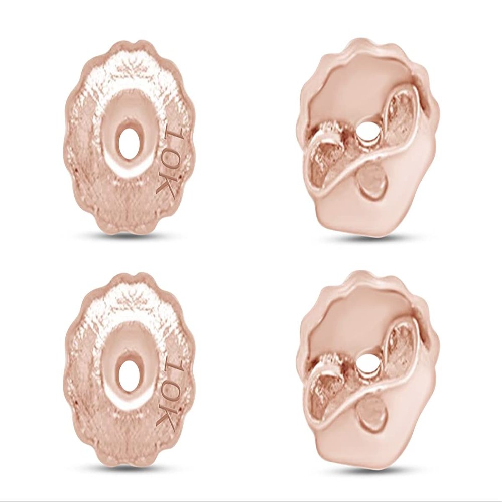 10k Solid Rose Gold Replacement Pair Earring Screw Back Backings Only Double Pair Set