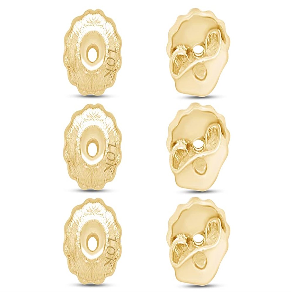 10k Solid Yellow Gold Replacement Pair Earring Screw Back Backings Only Three Pair Set