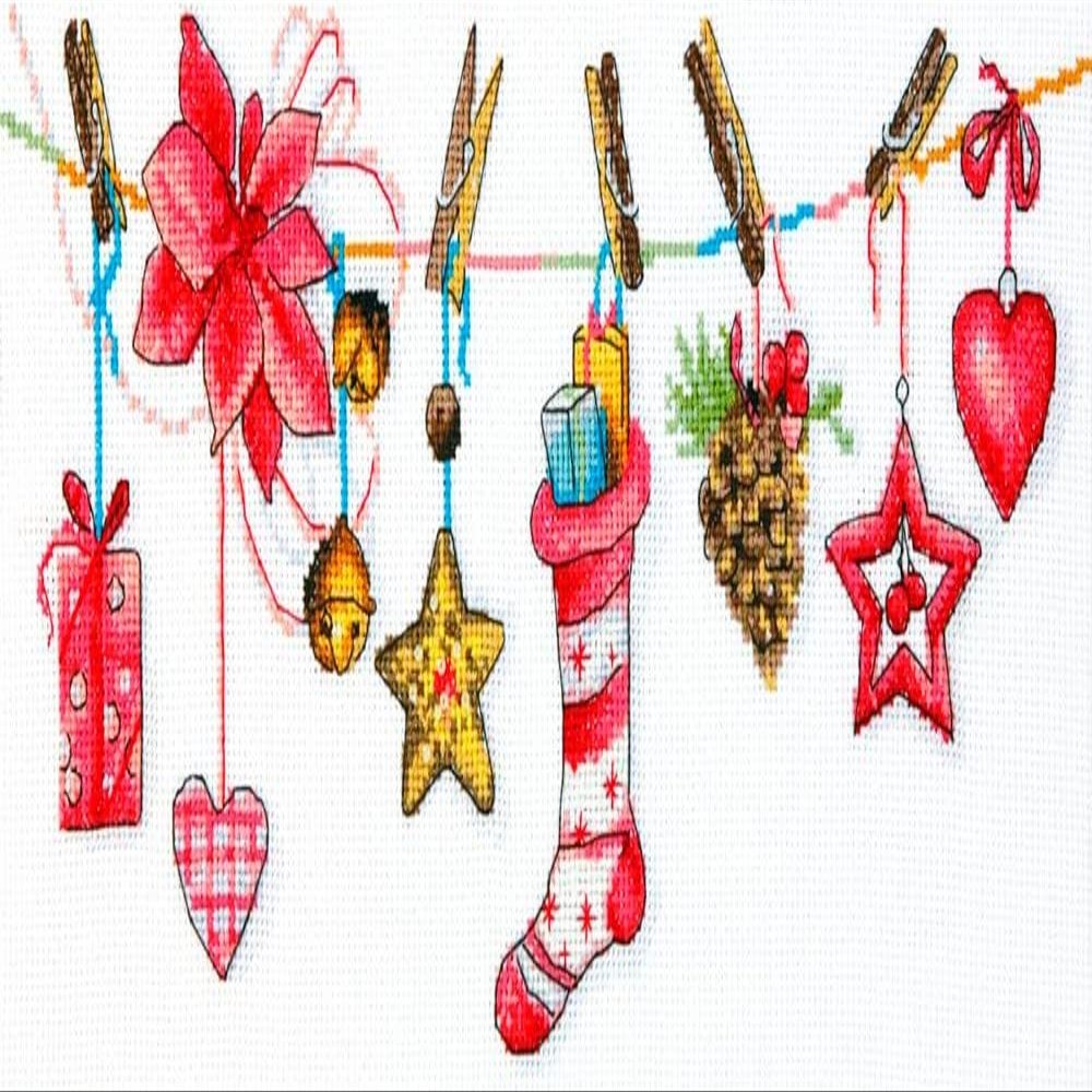 Cross Stitch kit Christmas Garland by Charivna Mit, Christmas Cross Stitch Pattern, Cross Stitch for Beginners