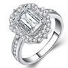 Retro 925 Sterling Silver Womens Ring 18K Rose Gold Square Zircon Ring Shiny Full Diamond Princess Ring Fashion Engagement Wedding Anniversary Cocktail Party Ring ST.288 (White, 9) view 2