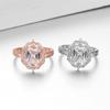 Retro 925 Sterling Silver Womens Ring 18K Rose Gold Square Zircon Ring Shiny Full Diamond Princess Ring Fashion Engagement Wedding Anniversary Cocktail Party Ring ST.288 (White, 9) view 3