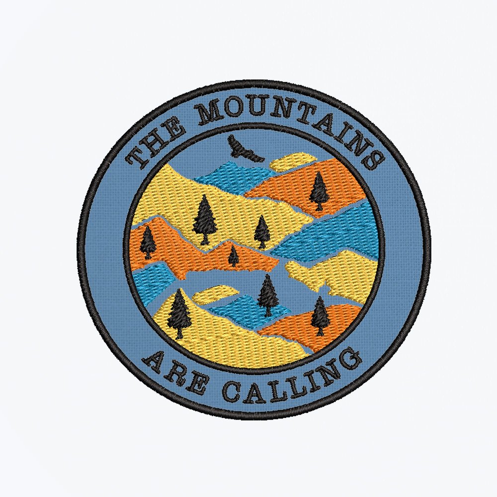 The Mountains are Calling Trees Birds Embroidered Premium Detail Patch Iron-on/Sew-on - Nature Lover Outdoor Life - Decorative Badge Emblem - Souvenir Gift Clothes Vest Jeans Hat Backpack Applique