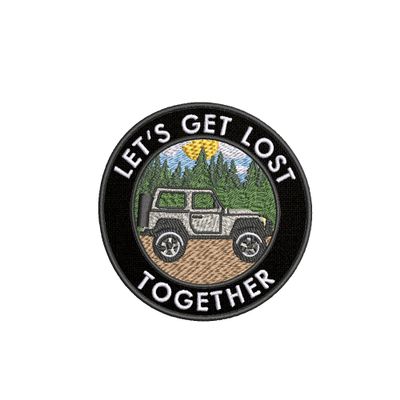 Let's Get Lost Together Forest Sunset Embroidered Premium Black Patch Iron-on/Sew-on - Nature Lover Outdoor Life - Badge Emblem Tag - Souvenir Gift Clothes Vest Jeans Hats Backpacks DIY Applique