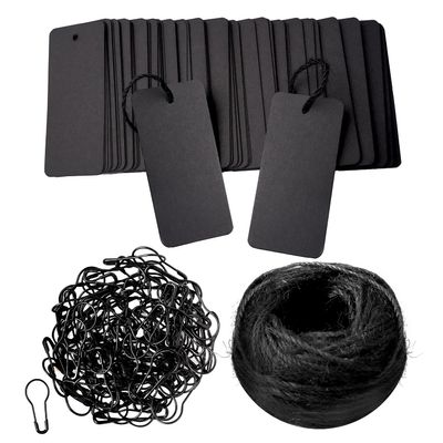 100 pcs Gift Tags with String, Black Price Tags Blank Name Tags with Safety Pins for Gift Bags Label Clothes Crafts(Black)
