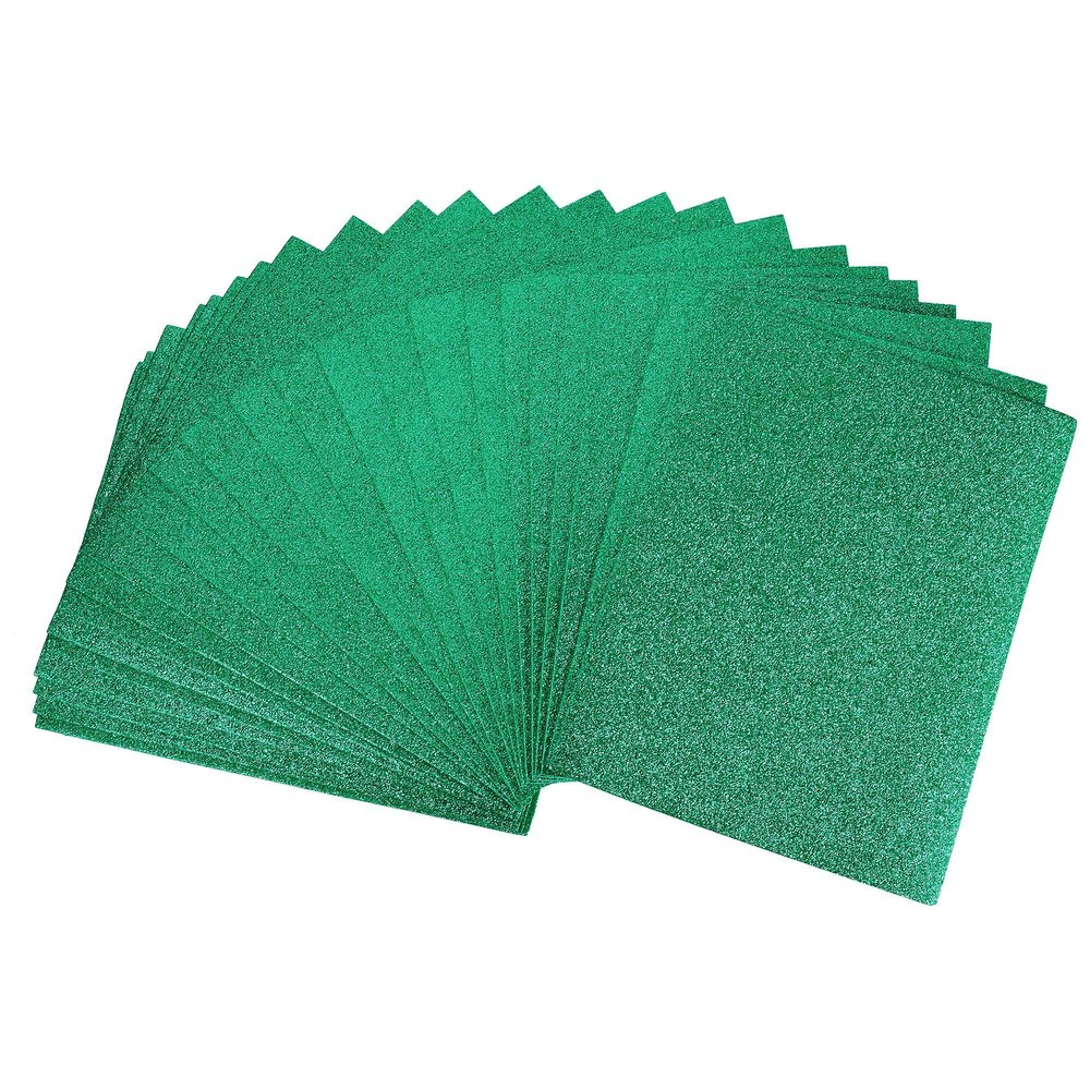 uxcell Dark Green Glitter EVA Foam Sheets 11 x 8 Inch 2mm Thick for Crafts DIY Projects 24 Pcs
