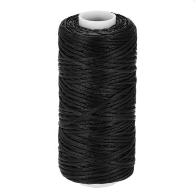 uxcell Leather Sewing Thread 55 Yards 150D/1mm Polyester Waxed Cord for Manual Sewing (Black)