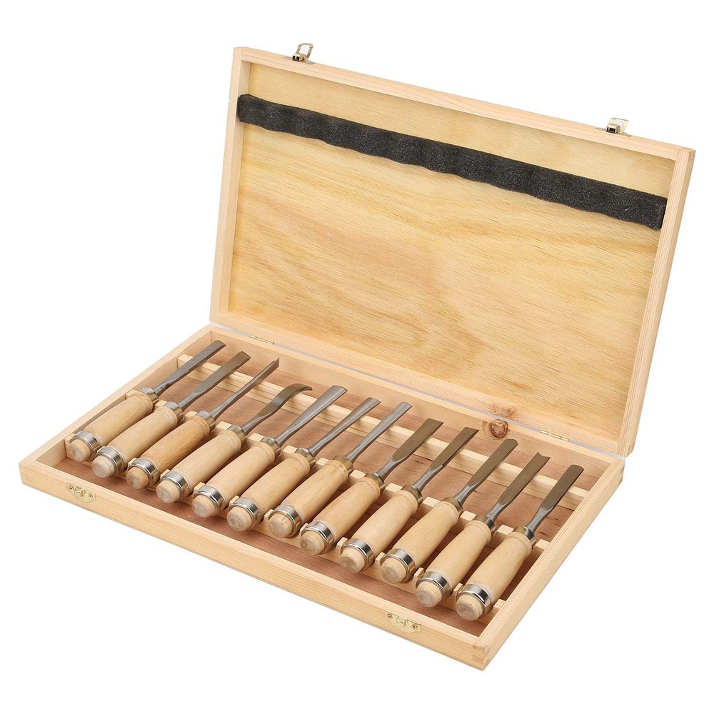 12-Piece Wood Carving Kit for Beginners with 6 High-Carbon Chisels & Safety Gloves - Compact DIY Whittling Tools Set for Home Woodworking Projects