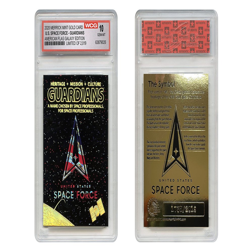 United States Space Force USSF American Flag Hologram Galaxy Embossed Gold Card - Graded Gem-Mint 10 - Limited # of 2,019