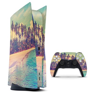 Design Skinz Dreamy Beach Full-Body Cover Wrap Decal Skin-Kit Compatible with Sony Playstation 3 Console Slim + Controller