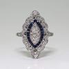 Vintage 925 Sterling Silver Shiny Full Diamond Ring Sapphire Ring Tear Drop Cubic Zirconia Promise Rings CZ Blue Gems Cocktail Rings Eternity Engagement Wedding Band Ring for Women TZ.98 (US Code 10) view 3