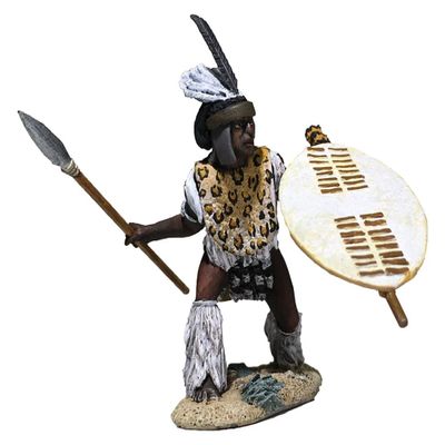 W. Britains Anglo Zulu War 20179X Zulu Uthulwana Regiment Attacking Low with Assegai 1:30 Scale Pewter