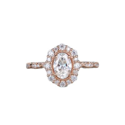 LVSHI Fashion Rings 3D Rose Gold Imitation Moissan Diamond Oval CZ Simulated Diamond Ring Rose Gold Zircon Engagement Ring (SIZE 10)