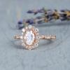 LVSHI Fashion Rings 3D Rose Gold Imitation Moissan Diamond Oval CZ Simulated Diamond Ring Rose Gold Zircon Engagement Ring (SIZE 10) view 4