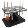 ReignSword 28 Hole Makeup Brush Drying Rack with Mat, Collapsible Makeup Brush Holder with Silicone Mat, Brush Dryer Stand, Make Up Organizer for Vanity Countertop view 1