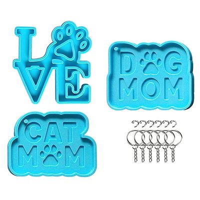 Dog Tag Resin Molds Key Chain Silicone Mold with 6Pcs Key Rings for DIY Crafts Epoxy Molds