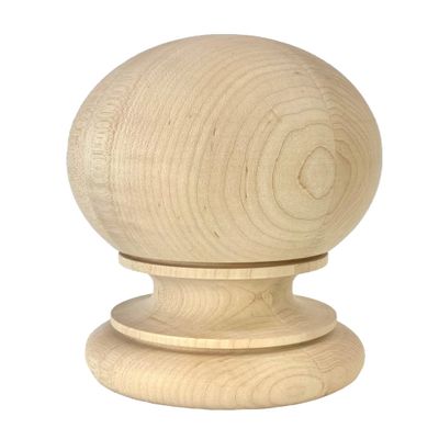 Highland Manor Wood Products Large Kline Ball Hard Maple Wood Finial - 7" Tall x 4 7/8" Wide - Unfinished Round Wooden Finial for Indoor Use - Perfect for Staircases or Bed Posts (1 Finial)