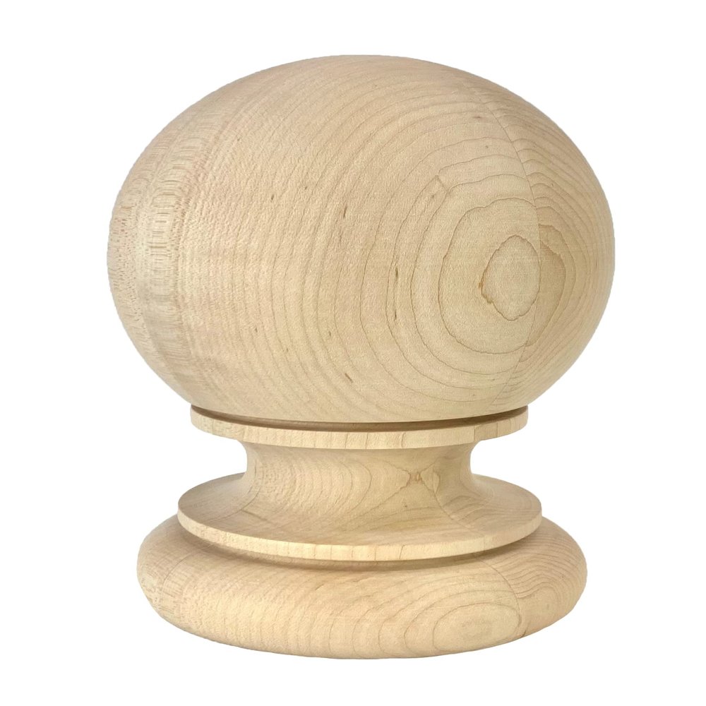 Highland Manor Wood Products Large Kline Ball Hard Maple Wood Finial - 7" Tall x 4 7/8" Wide - Unfinished Round Wooden Finial for Indoor Use - Perfect for Staircases or Bed Posts (1 Finial)