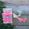 12 Large Painted Pastel Feather Monarch Butterflies 5 Inch Assorted - Artificial Butterfly - DIY Hair Accessories - Cake Topper - Scrapbooking Embellishments view 1