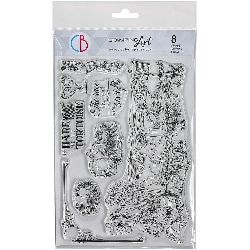 Ciao Bella Stamping Art Clear Stamps 6"X8"-The Hare & The Tortoise, Aesop's Fables