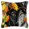 LAPATAIN Latch Hook Kits for DIY Throw Pillow Cover,Wolf Needlework Cushion Cover Hand Craft Crochet 17x17inch view 1